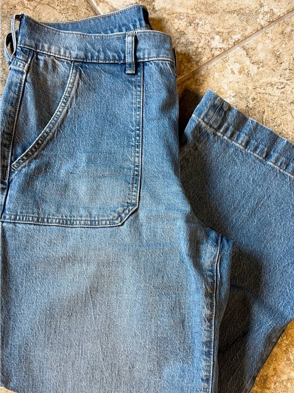 J. Crew Light Blue High-Rise Wide-Leg Jeans with Front Patch Pockets